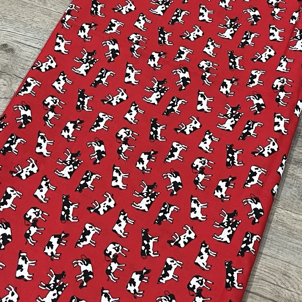 Vintage 1992 Fabric Traditions Red Cow Fabric Black White Quilt Cotton Farm 3yds
